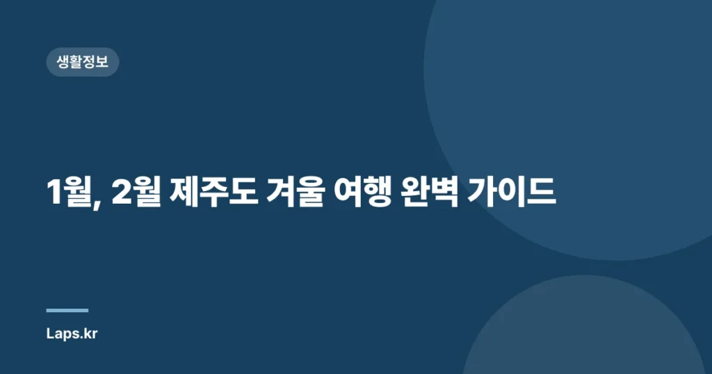 1월, 2월 제주도 겨울 여행 완벽 가이드