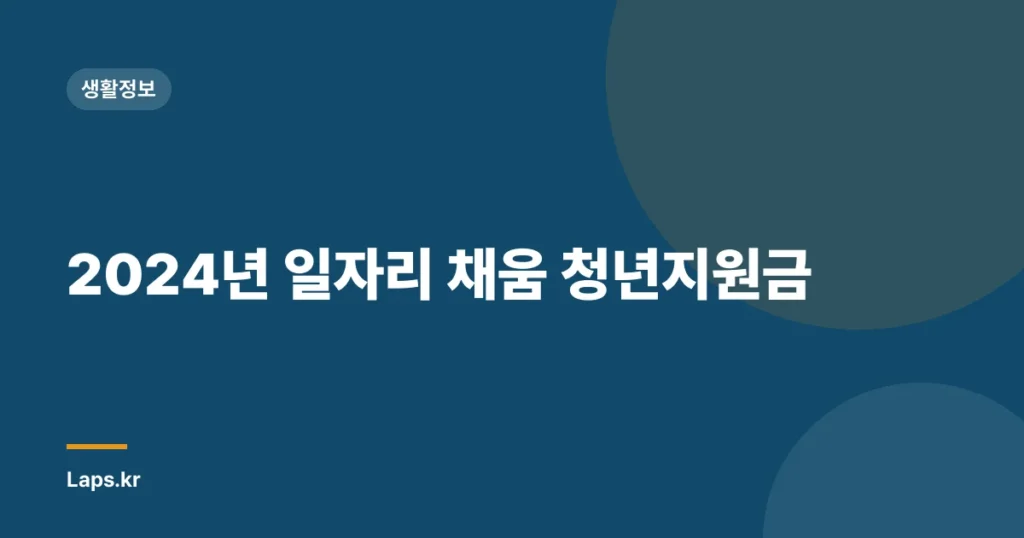 2024년 일자리 채움 청년지원금