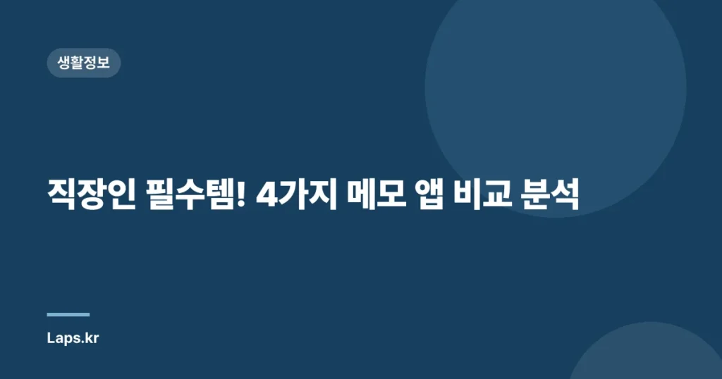 직장인 필수템! 4가지 메모 앱 비교 분석