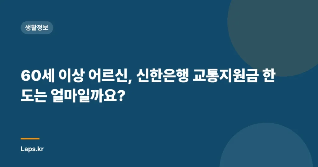 60세 이상 어르신, 신한은행 교통지원금 한도는 얼마일까요?