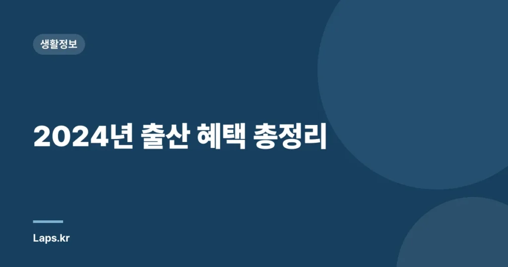 2024년 출산 혜택 총정리