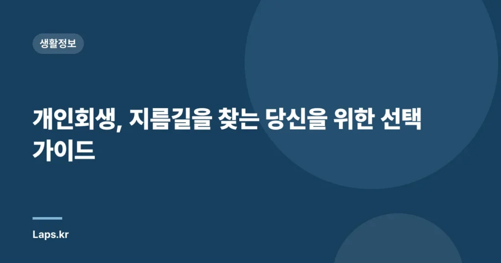 개인회생, 지름길을 찾는 당신을 위한 선택 가이드