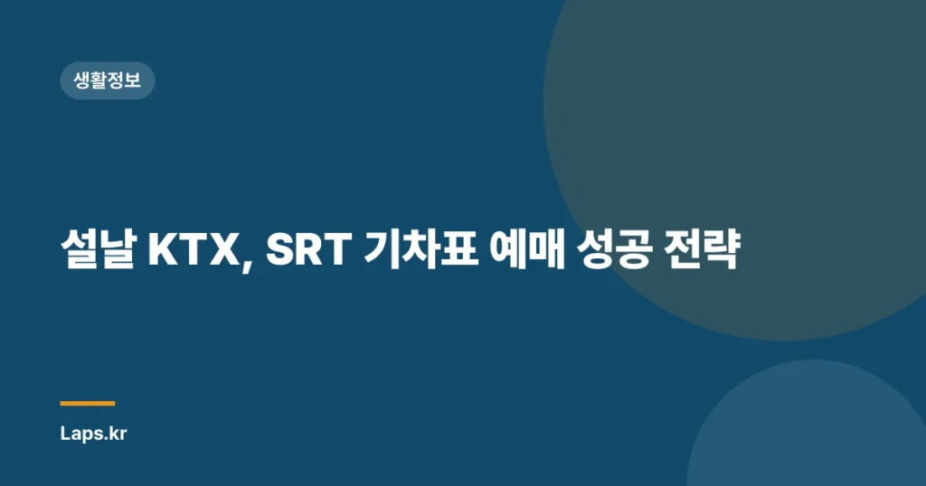 설날 KTX, SRT 기차표 예매 성공 전략
