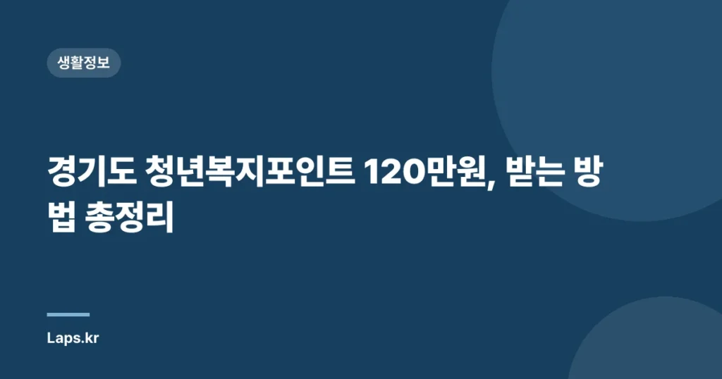 경기도 청년복지포인트 120만원, 받는 방법 총정리