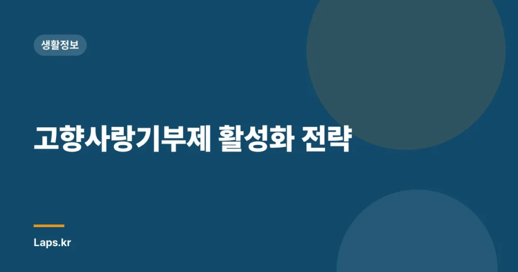 고향사랑기부제 활성화 전략