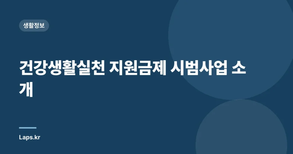 건강생활실천 지원금제 시범사업 소개