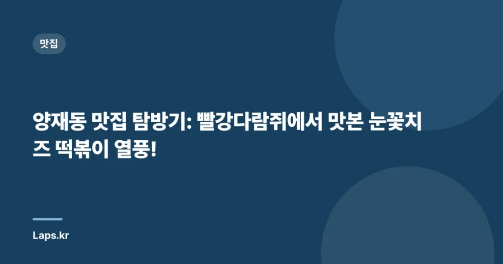 양재동 맛집 탐방기: 빨강다람쥐에서 맛본 눈꽃치즈 떡볶이 열풍!