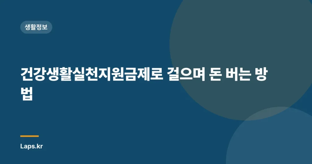 건강생활실천지원금제로 걸으며 돈 버는 방법