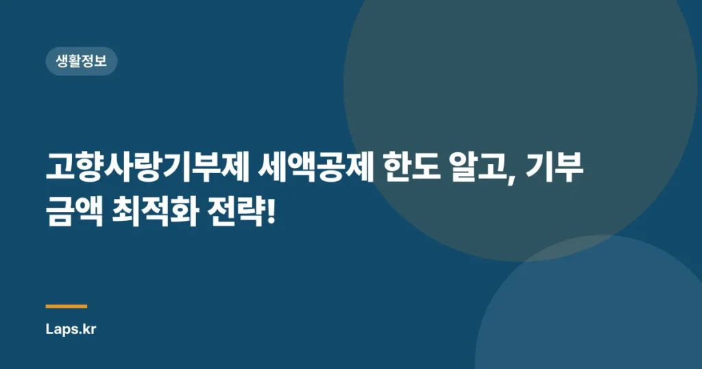 고향사랑기부제 세액공제 한도 알고, 기부 금액 최적화 전략!