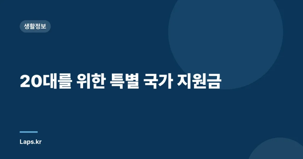 20대를 위한 특별 국가 지원금