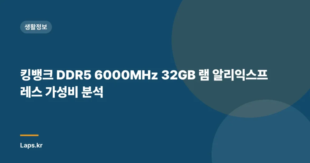 킹뱅크 DDR5 6000MHz 32GB 램 알리익스프레스 가성비 분석