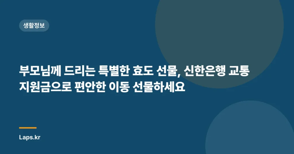 부모님께 드리는 특별한 효도 선물, 신한은행 교통지원금으로 편안한 이동 선물하세요