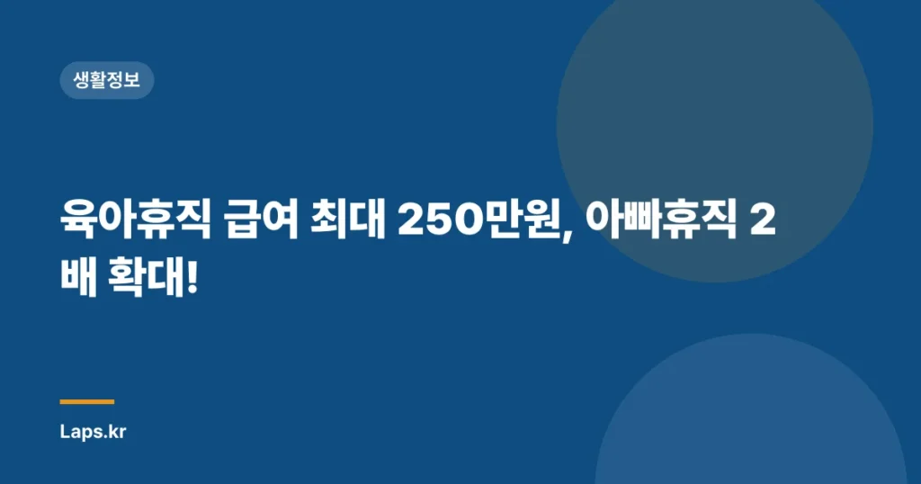 육아휴직 급여 최대 250만원, 아빠휴직 2배 확대!