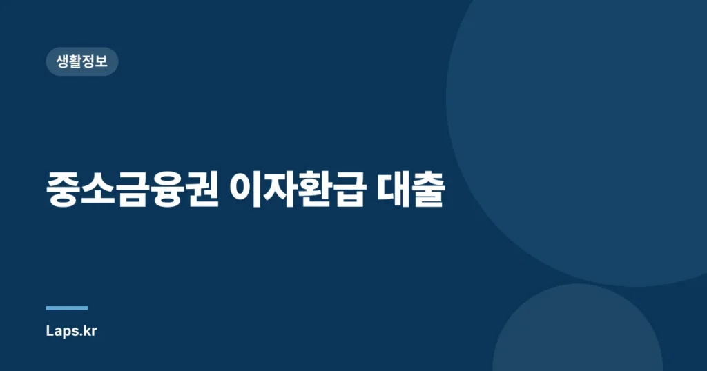 중소금융권 이자환급 대출