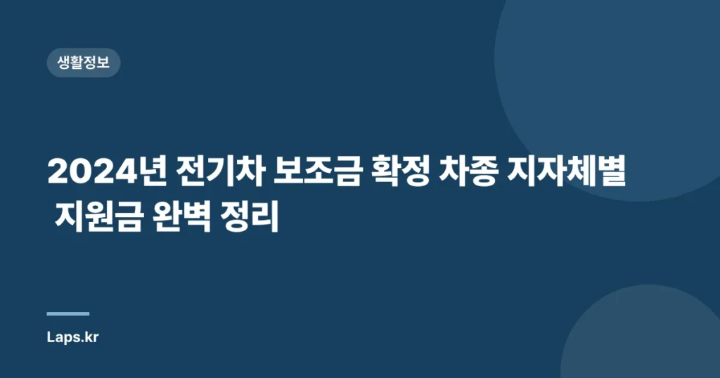 2024년 전기차 보조금 확정 차종 지자체별 지원금 완벽 정리
