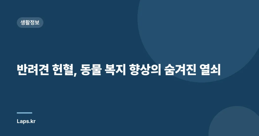 반려견 헌혈, 동물 복지 향상의 숨겨진 열쇠