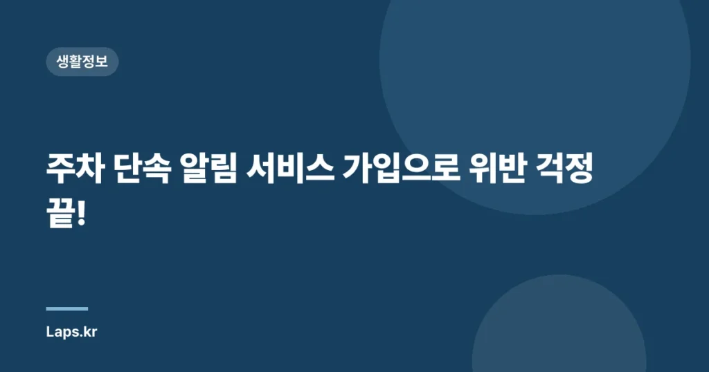 주차 단속 알림 서비스 가입으로 위반 걱정 끝!