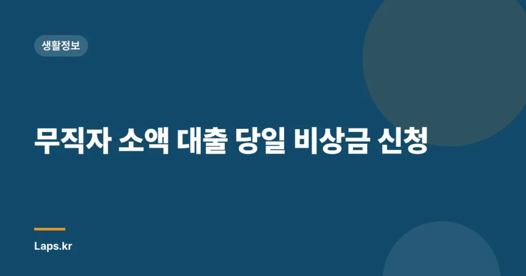 무직자 소액 대출 당일 비상금 신청