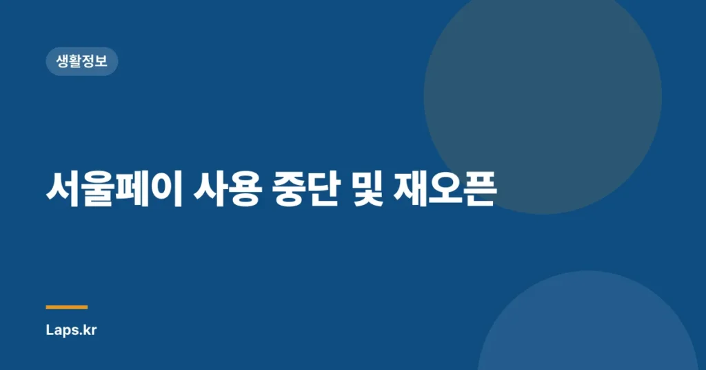 서울페이 사용 중단 및 재오픈