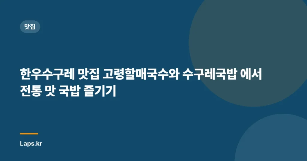 한우수구레 맛집 고령할매국수와 수구레국밥 에서 전통 맛 국밥 즐기기
