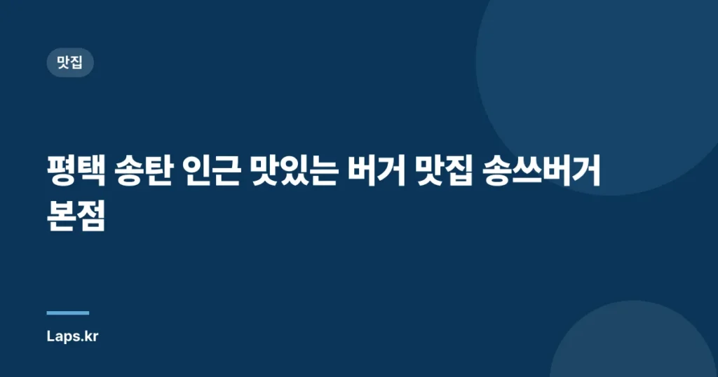 평택 송탄 인근 맛있는 버거 맛집 송쓰버거 본점