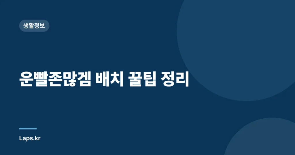 운빨존많겜 배치 꿀팁 정리