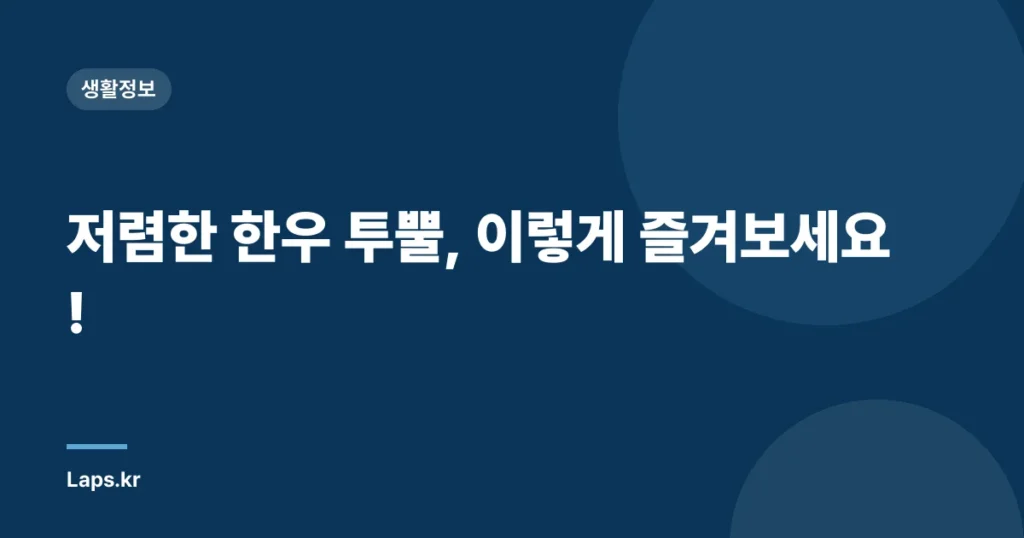 저렴한 한우 투뿔, 이렇게 즐겨보세요!