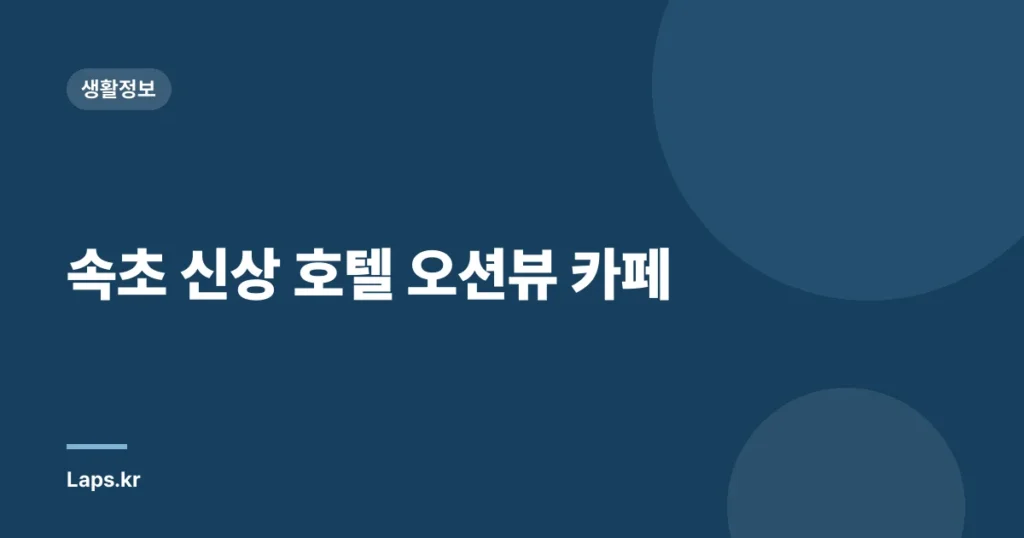 속초 신상 호텔 오션뷰 카페