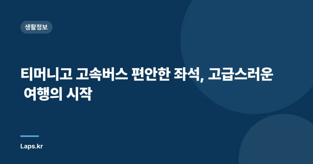 티머니고 고속버스 편안한 좌석, 고급스러운 여행의 시작
