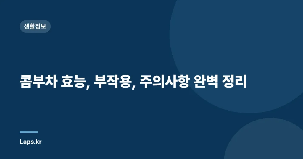 콤부차 효능, 부작용, 주의사항 완벽 정리