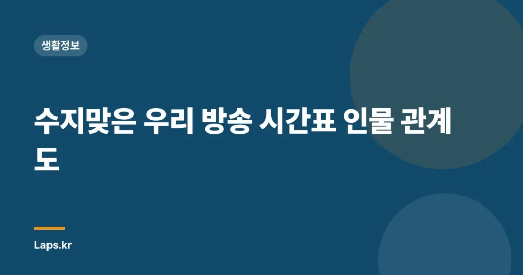 수지맞은 우리 방송 시간표 인물 관계도