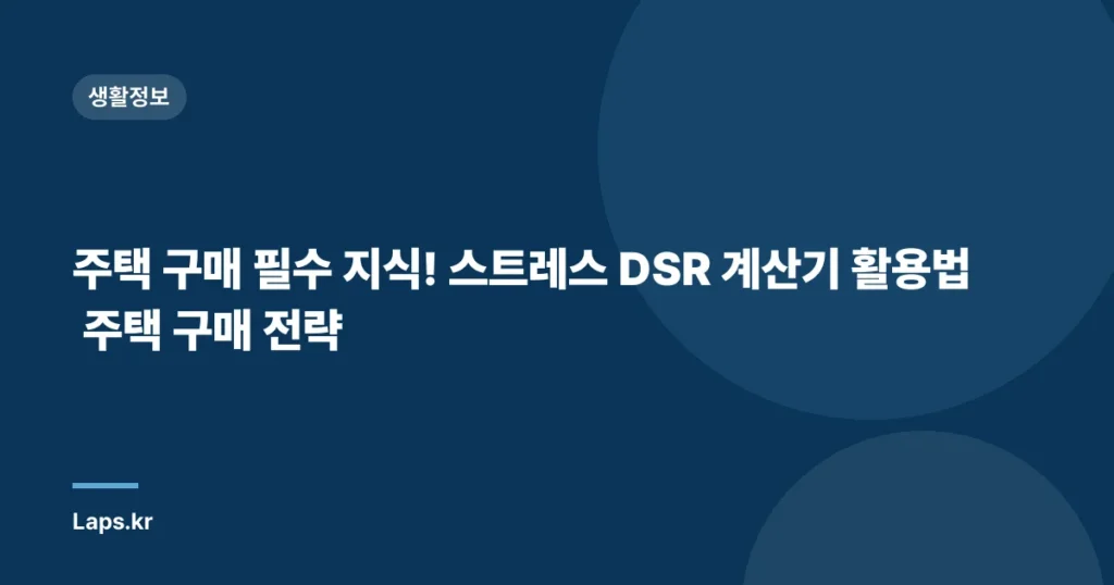 주택 구매 필수 지식! 스트레스 DSR 계산기 활용법 주택 구매 전략