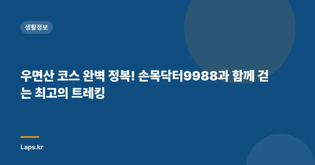 우면산 코스 완벽 정복! 손목닥터9988과 함께 걷는 최고의 트레킹