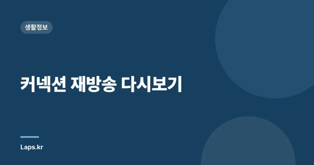커넥션 재방송 다시보기