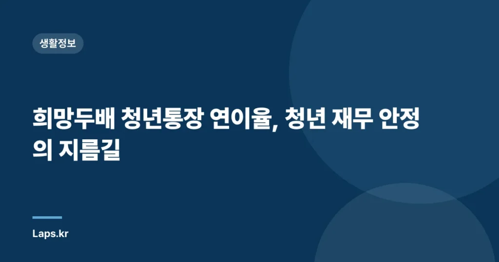 희망두배 청년통장 연이율, 청년 재무 안정의 지름길