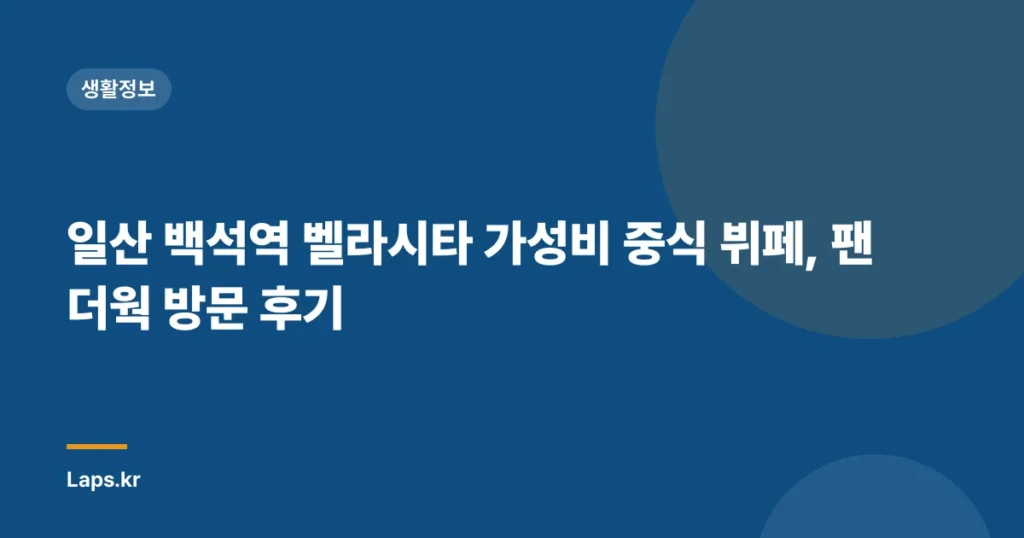 일산 백석역 벨라시타 가성비 중식 뷔페, 팬더웍 방문 후기