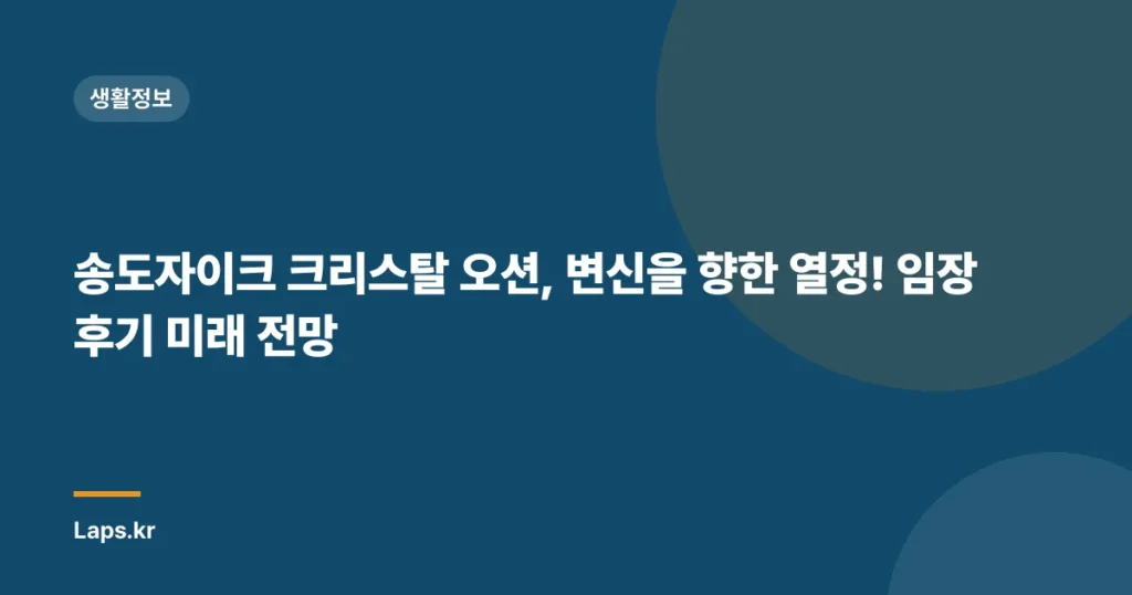 송도자이크 크리스탈 오션, 변신을 향한 열정! 임장 후기 미래 전망