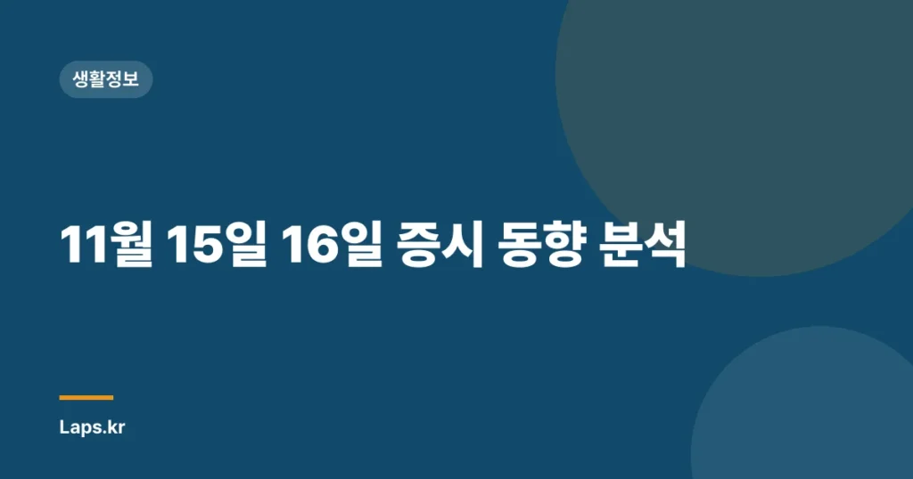 11월 15일 16일 증시 동향 분석