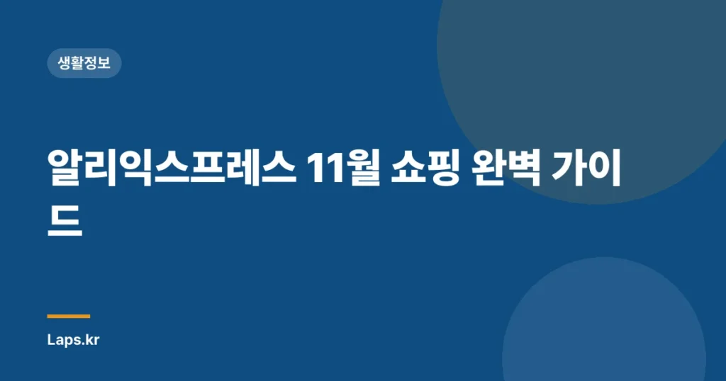 알리익스프레스 11월 쇼핑 완벽 가이드
