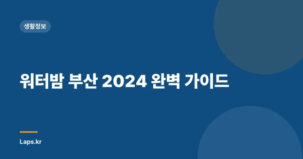 워터밤 부산 2024 완벽 가이드