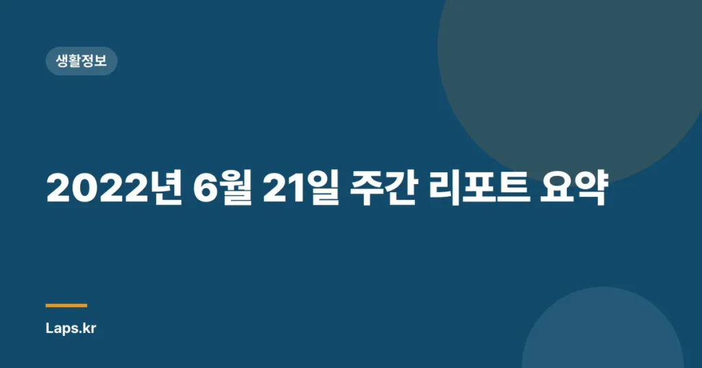 2022년 6월 21일 주간 리포트 요약