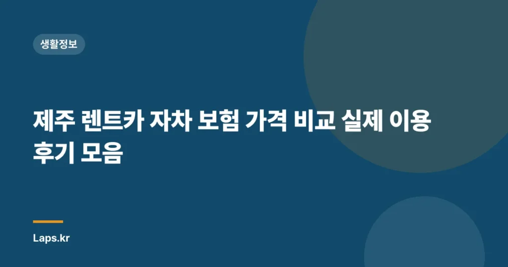 제주 렌트카 자차 보험 가격 비교 실제 이용 후기 모음