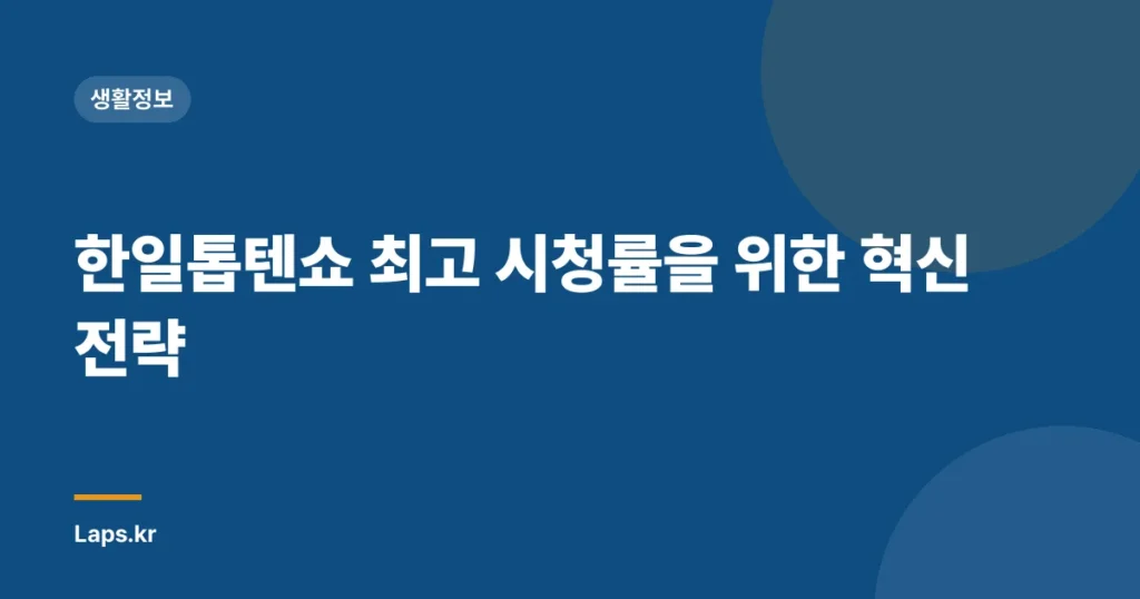 한일톱텐쇼 최고 시청률을 위한 혁신 전략