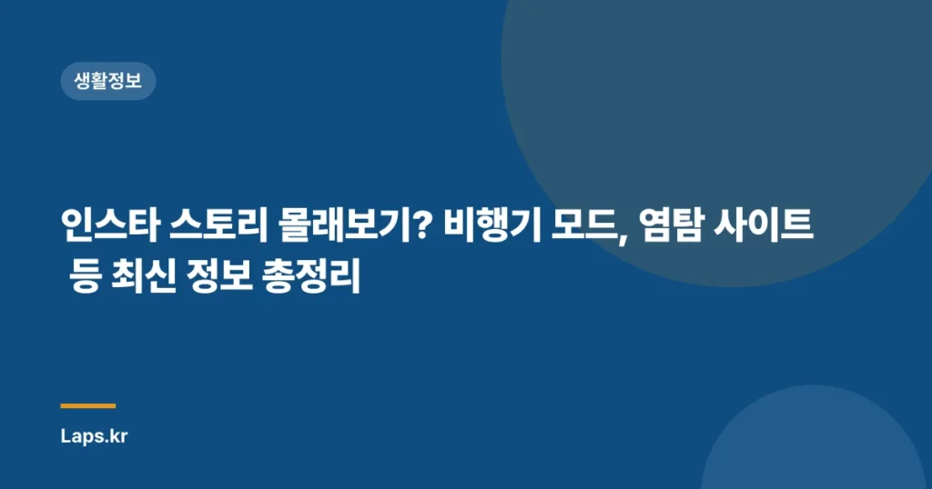 인스타 스토리 몰래보기? 비행기 모드, 염탐 사이트 등 최신 정보 총정리