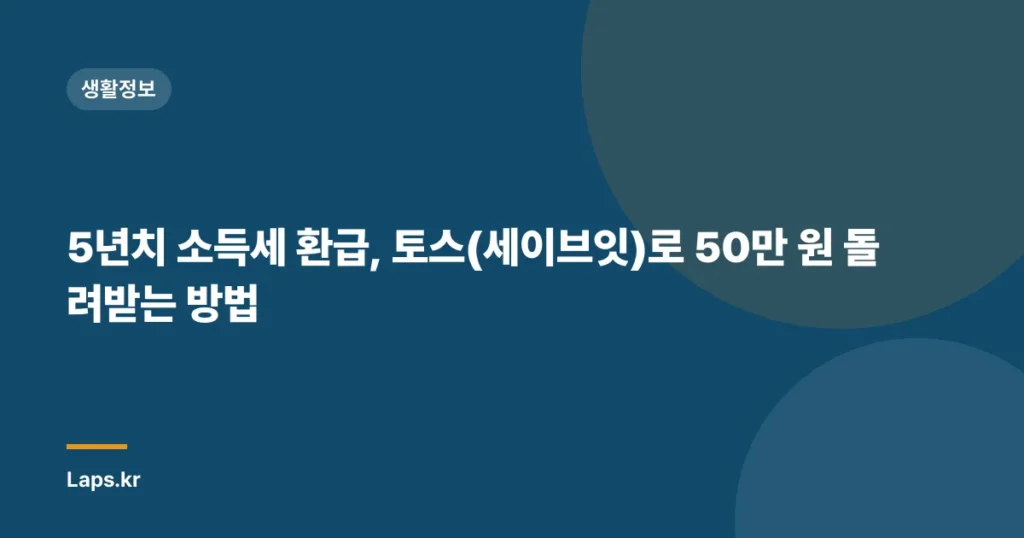 5년치 소득세 환급, 토스(세이브잇)로 50만 원 돌려받는 방법