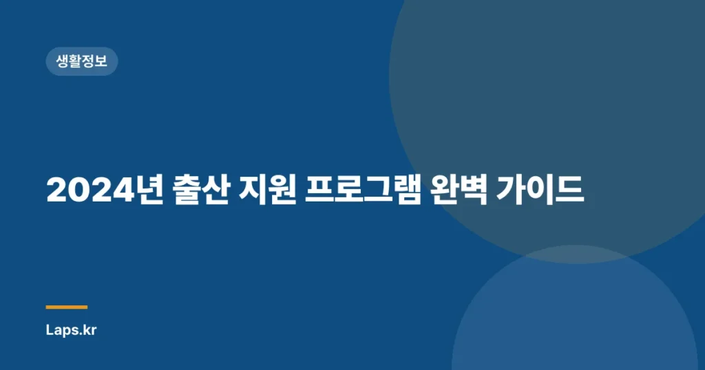 2024년 출산 지원 프로그램 완벽 가이드
