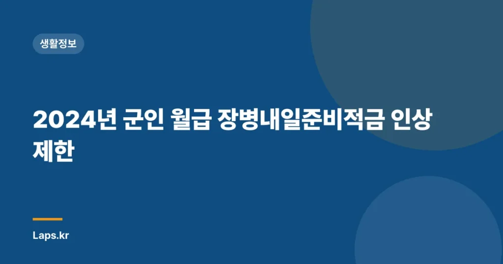 2024년 군인 월급 장병내일준비적금 인상 제한