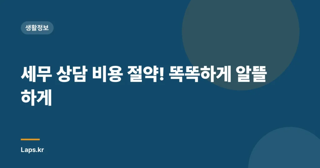 세무 상담 비용 절약! 똑똑하게 알뜰하게