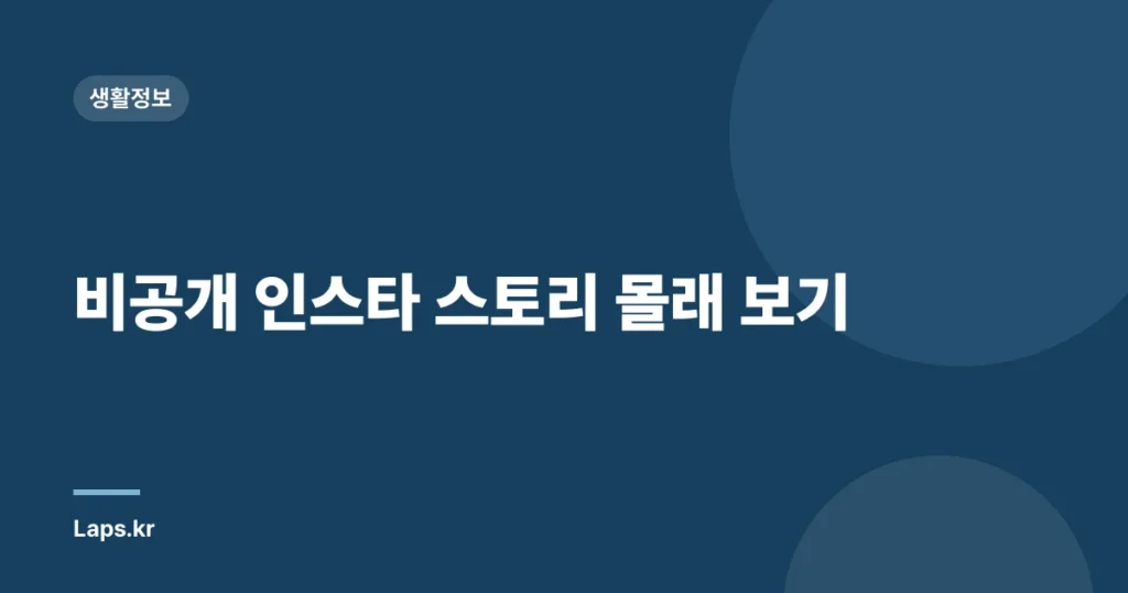 비공개 인스타 스토리 몰래 보기