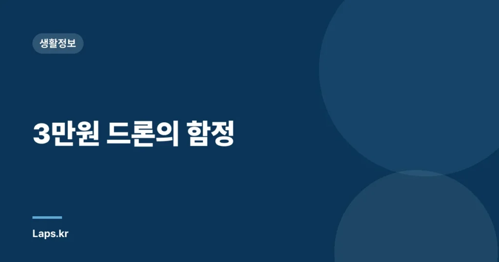 3만원 드론의 함정